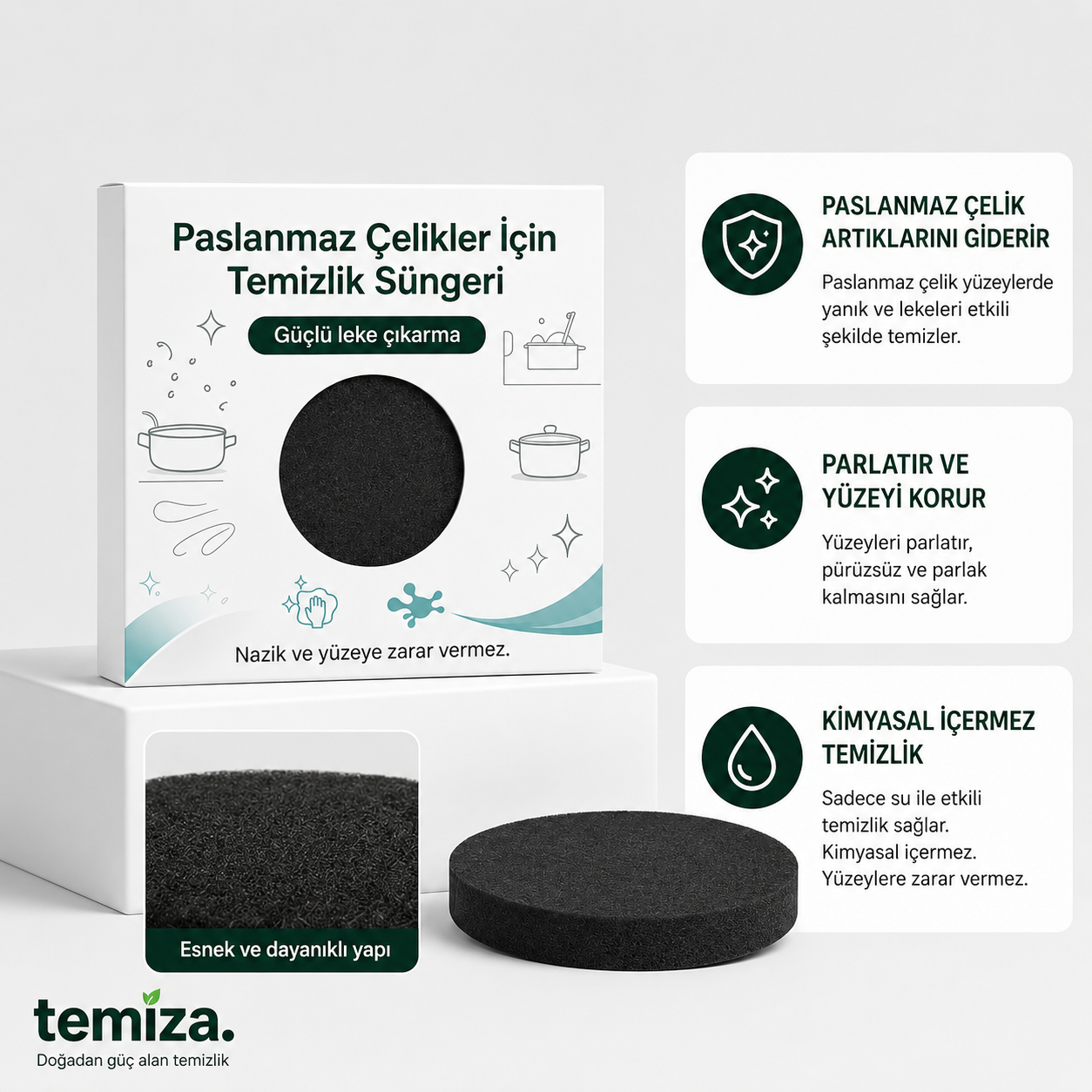 Temiza. Çelik Yüzey Temizlik Süngeri